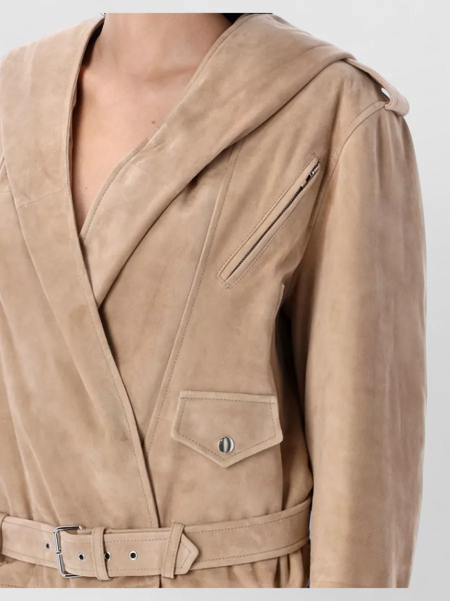 Alaïa Hooded Biker Jacket Belted Design