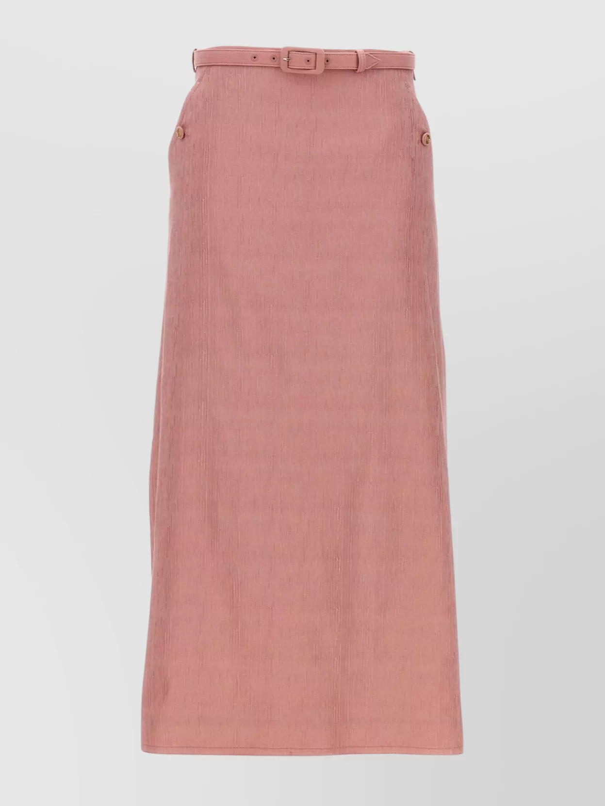 Gucci Belted High-waisted Midi Skirt With Side Slit In Pink