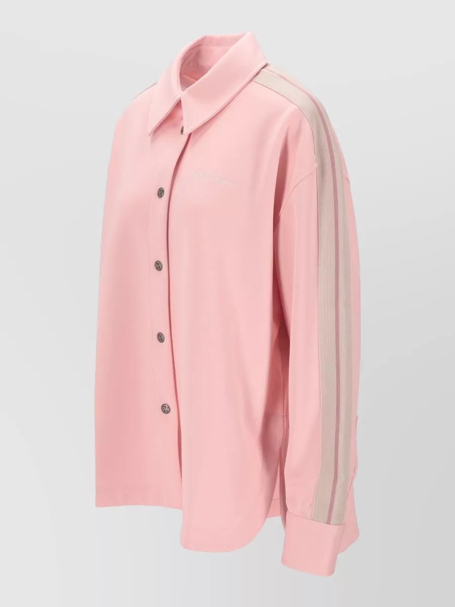 Palm Angels Logo Track Shirt Collared Long Sleeves