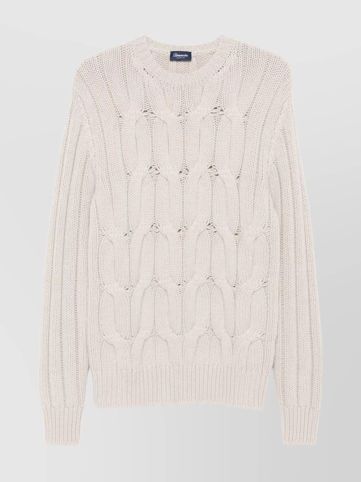 Drumohr Textured Cable Knit Cashmere Sweater In Neutral