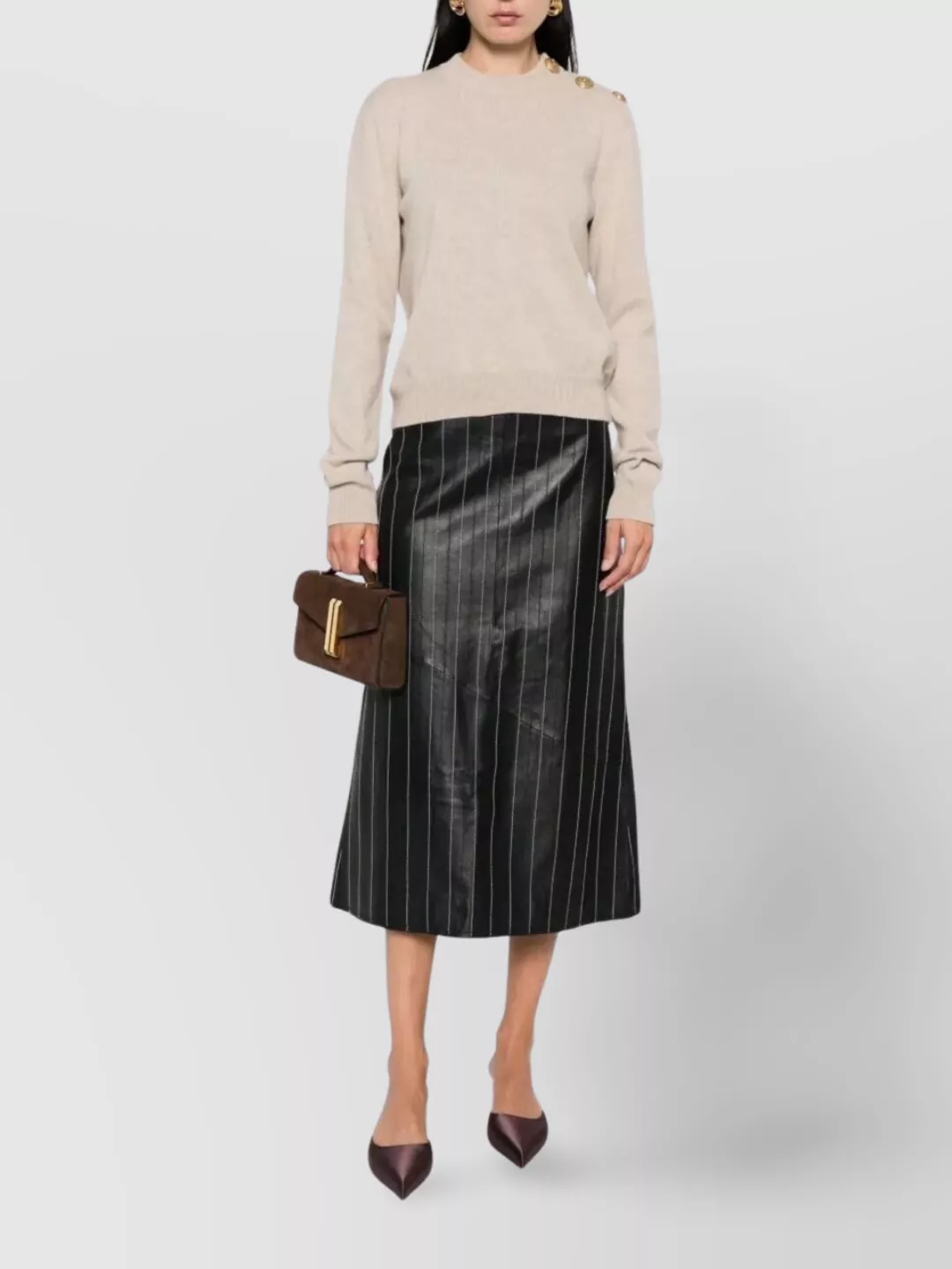 Balmain Eco-cashmere Button Sweater Sweaters And Cardigans Beige In Neutral