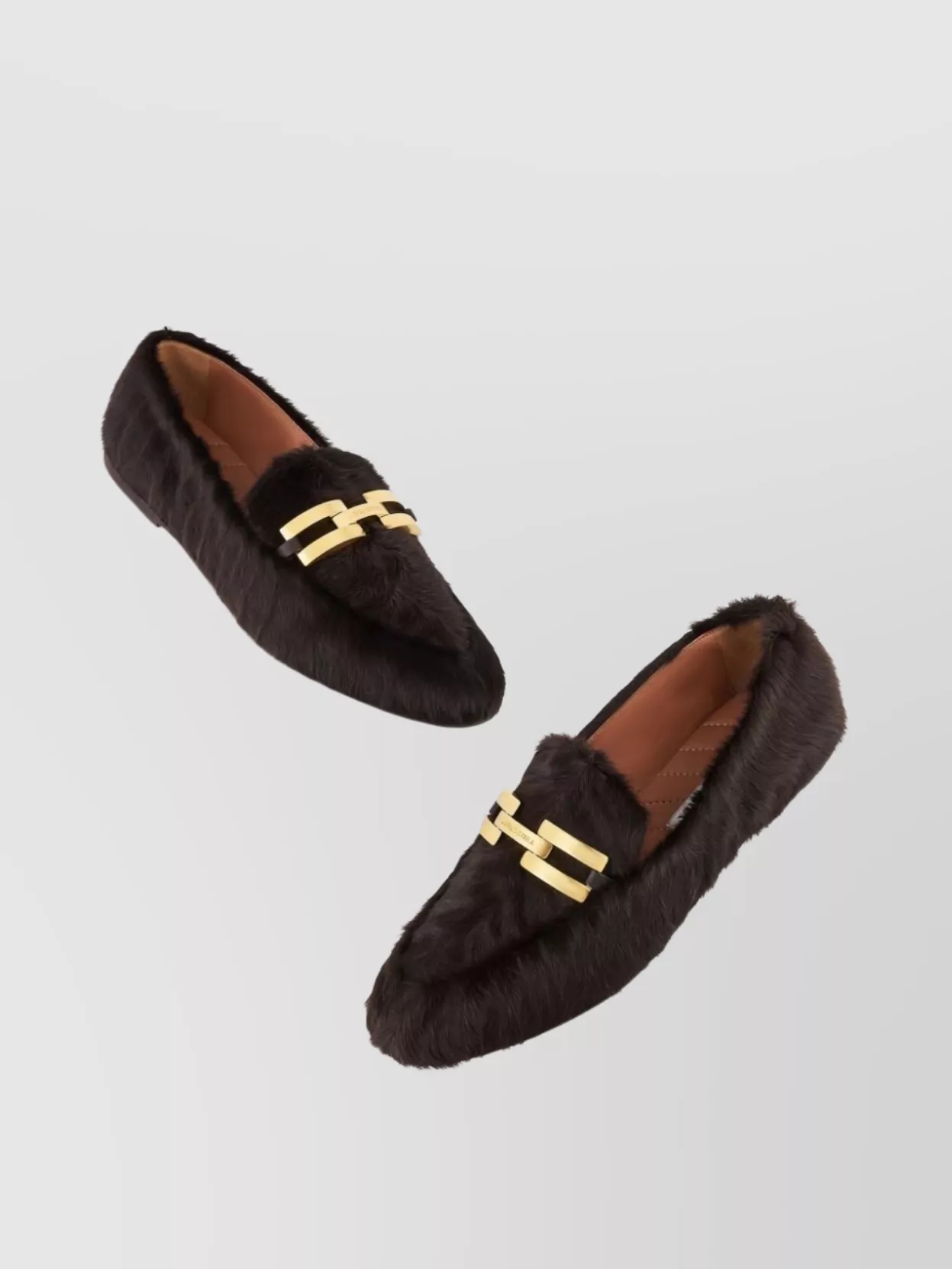 Aquazzura Fur Texture Pointed Toe Loafers
