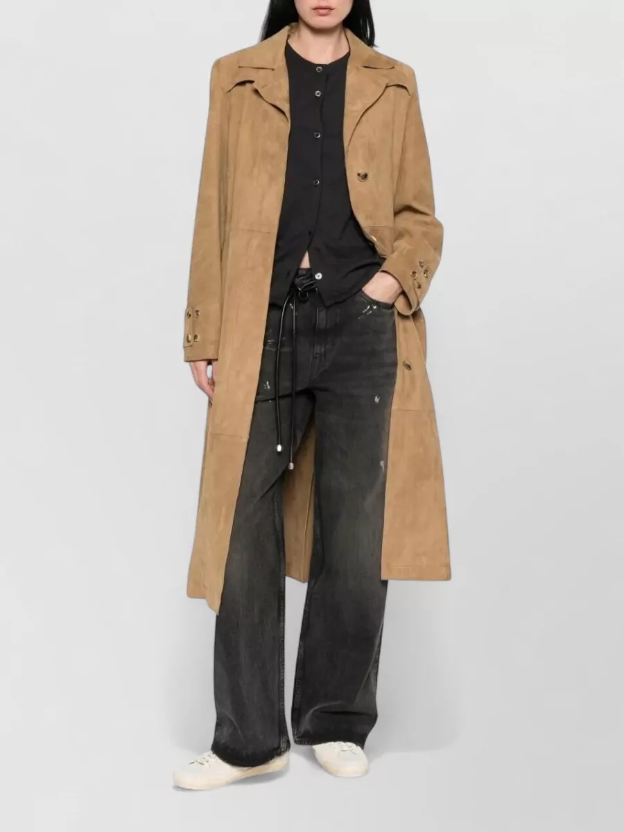 Golden Goose Leather Belted Trench Coat