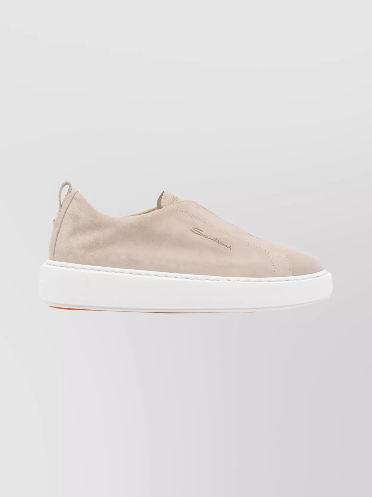 Santoni Leather Sneakers With Suede Finish And Contrast Sole In Neutral