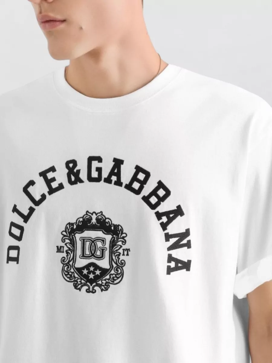 Dolce&Gabbana Crew Neck Silk Nylon Blend T Shirt