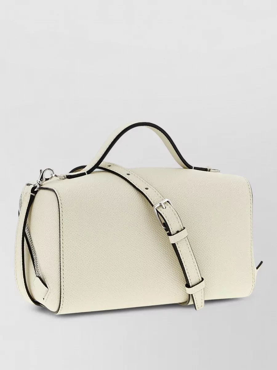 Valextra V Line Crossbody Bag Top Handle In Neutral