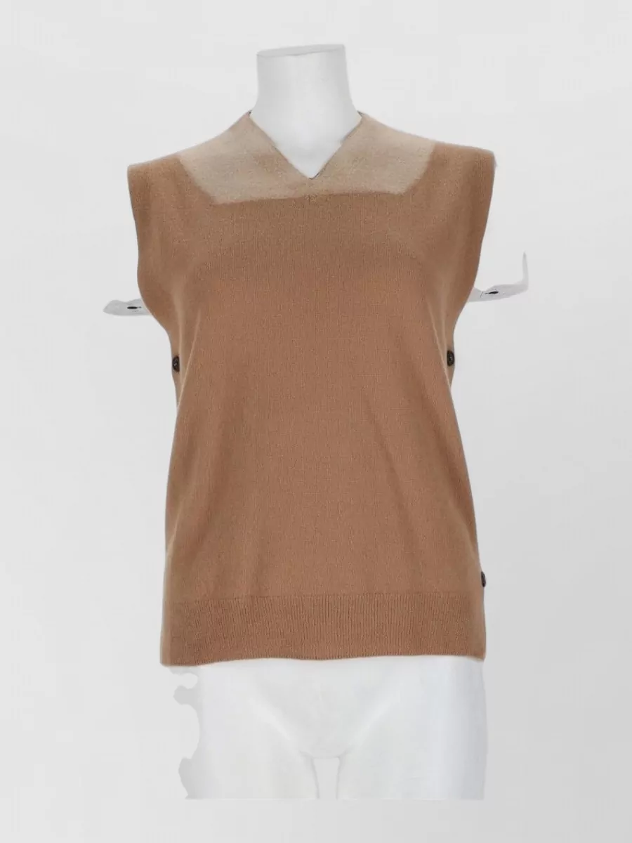 Maison Margiela virgin wool v-neck sleeveless knitted top