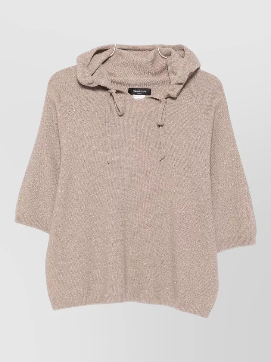 Fabiana Filippi Cashmere Hooded Short-Sleeve Knitted Top