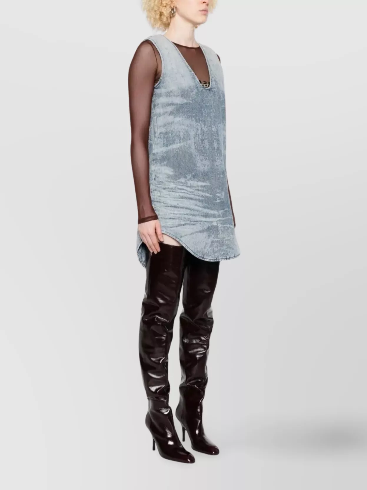 Diesel Denim Sleeveless Dress Curved Hem