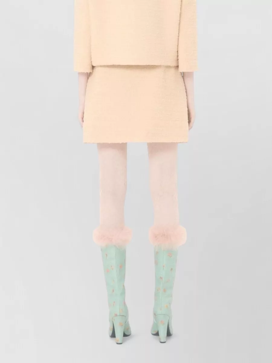 Valentino Vlogo Signature Wool Skirt Textured V Detail