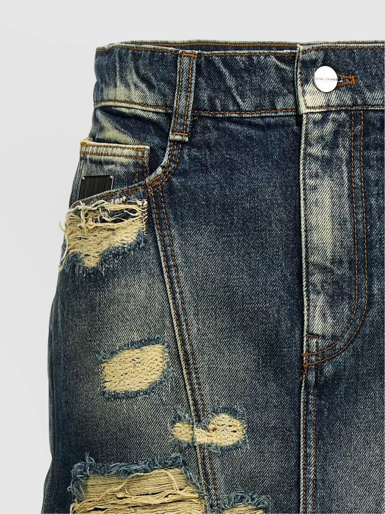 Marc Jacobs Straight Jean Skirt With Rip And Repair
