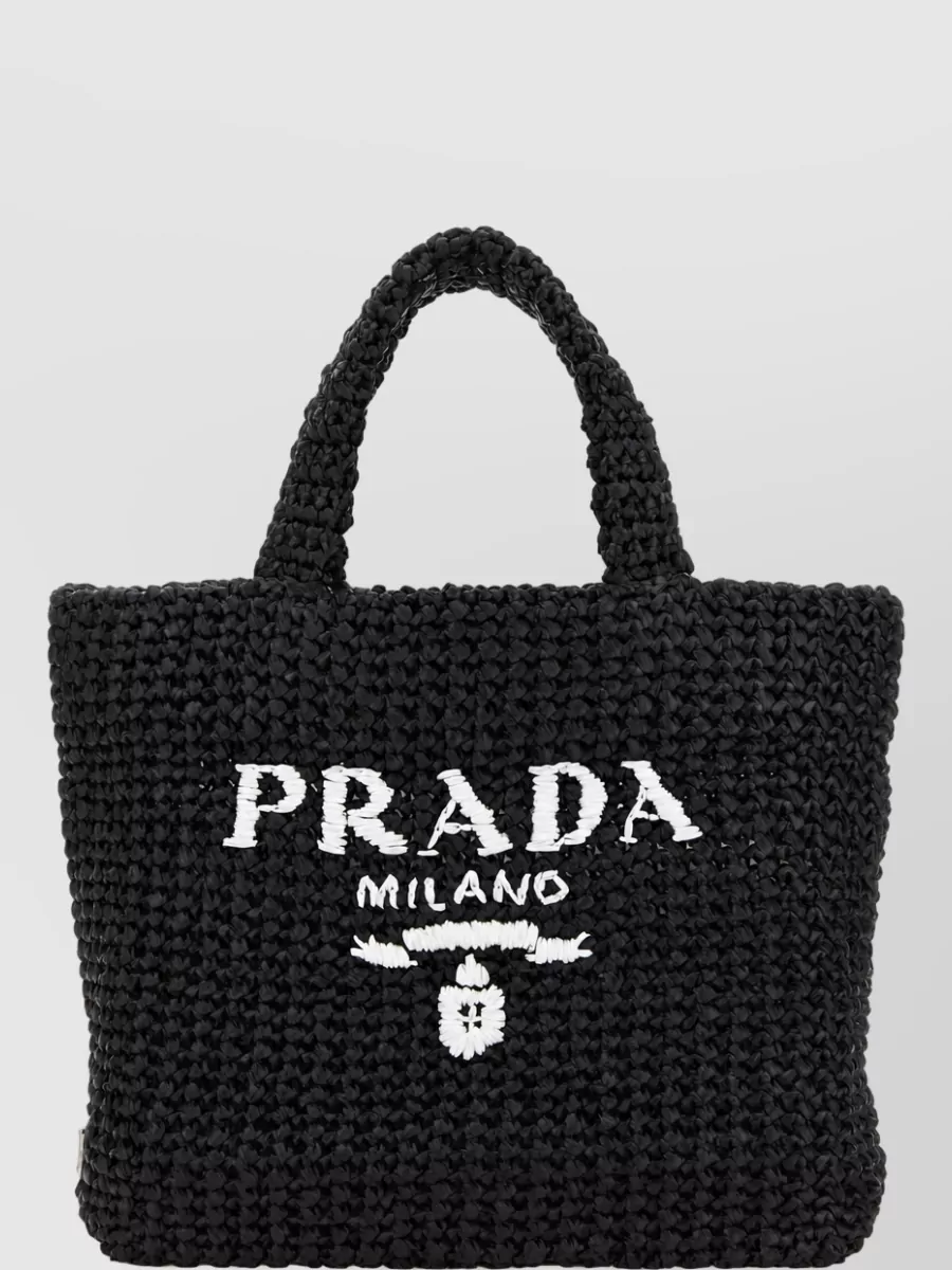 Prada na straw beach bag