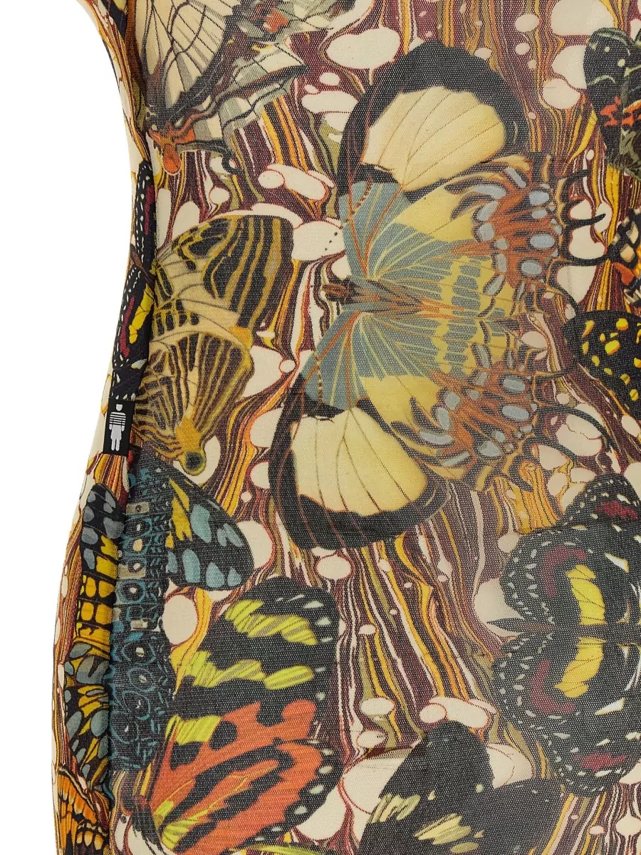 Jean Paul Gaultier Reedition Butterfly Print Dress Lace Up