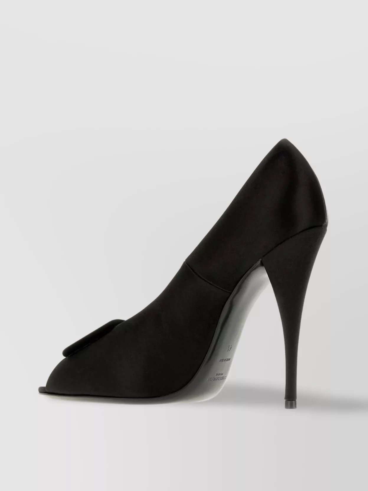 Saint Laurent Satin Raven Pumps Featuring Bow Detail