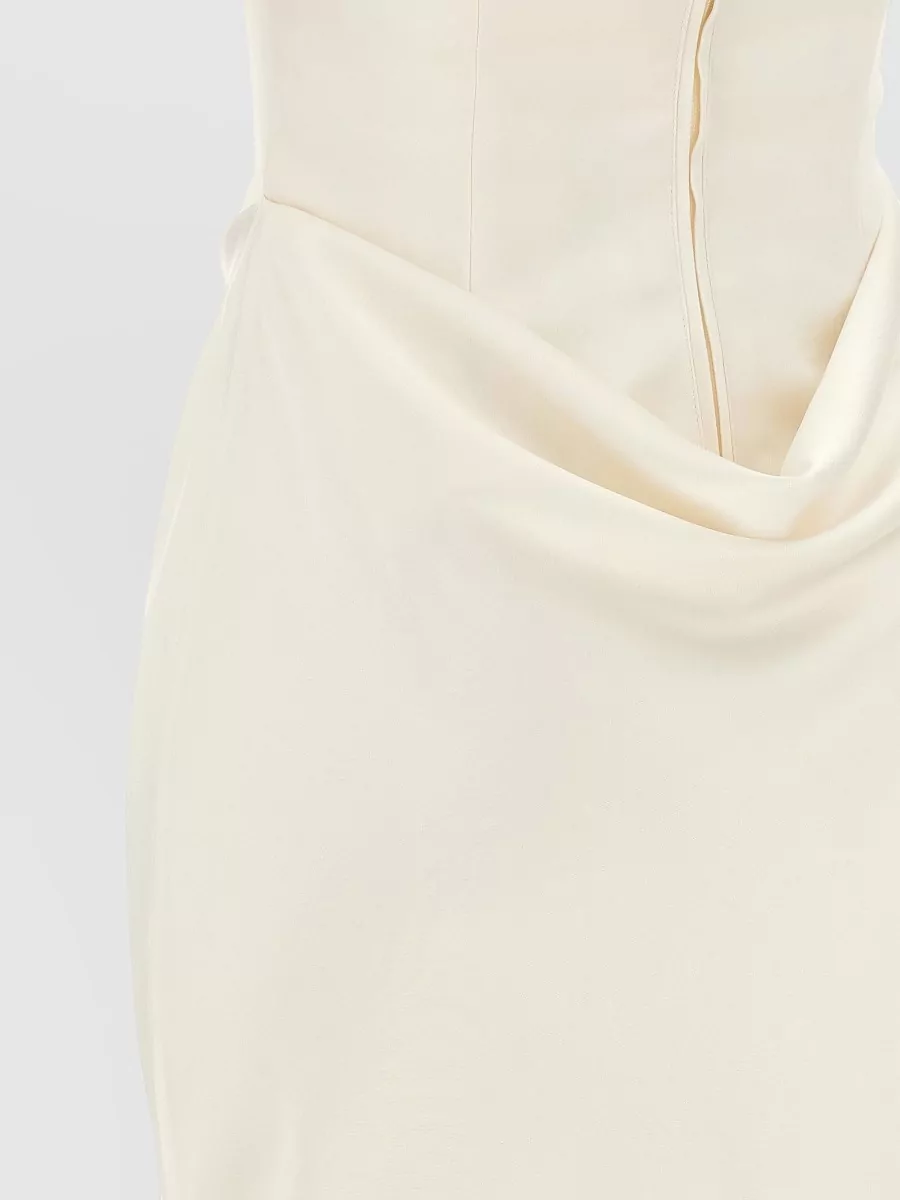 Rotate Birger Christensen Satin Off-Shoulder Draped Midi Dress