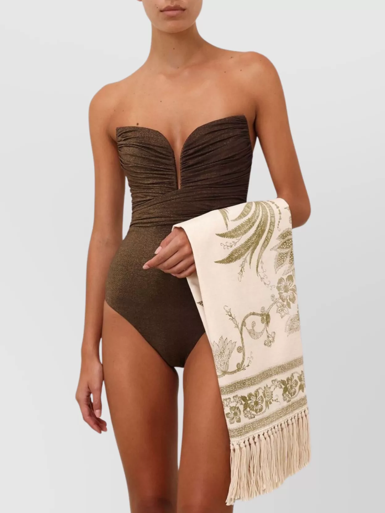 Zimmermann Peacock Floral Print Beach Towel In White