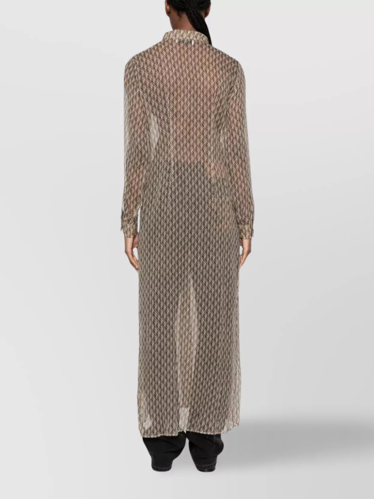 Marine Serre Silk Crepon Button Up Dress