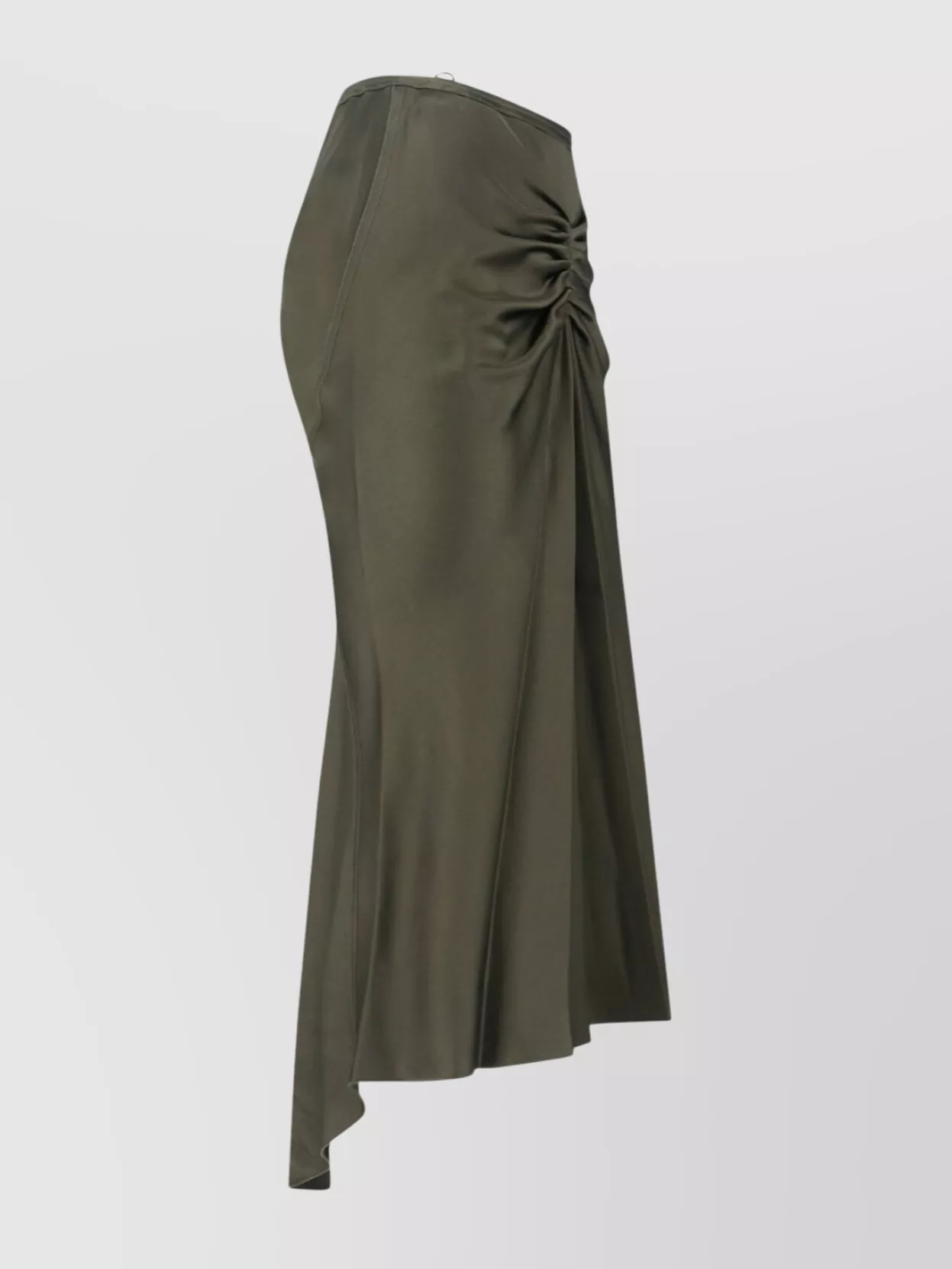 Victoria Beckham Midi Skirt With Asymmetric Hem And Ruched Detail In Green