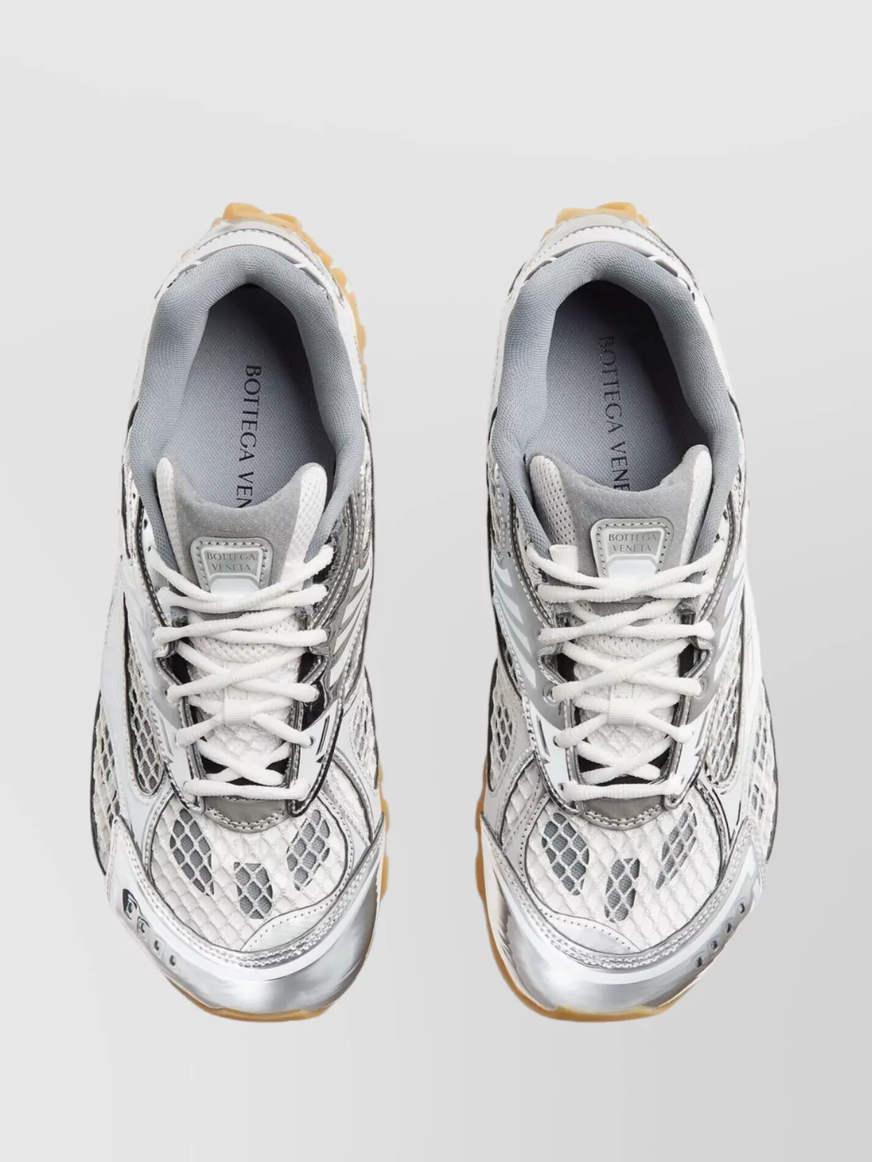 Bottega Veneta Mesh Panel Reflective Rubber Sole Sneakers