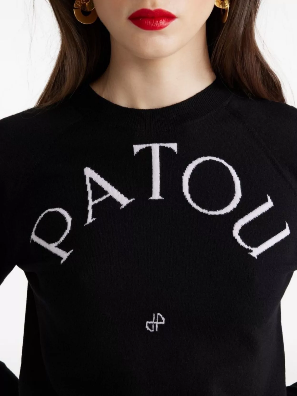 Patou Crew Neck Long Sleeve Ribbed Knitwear