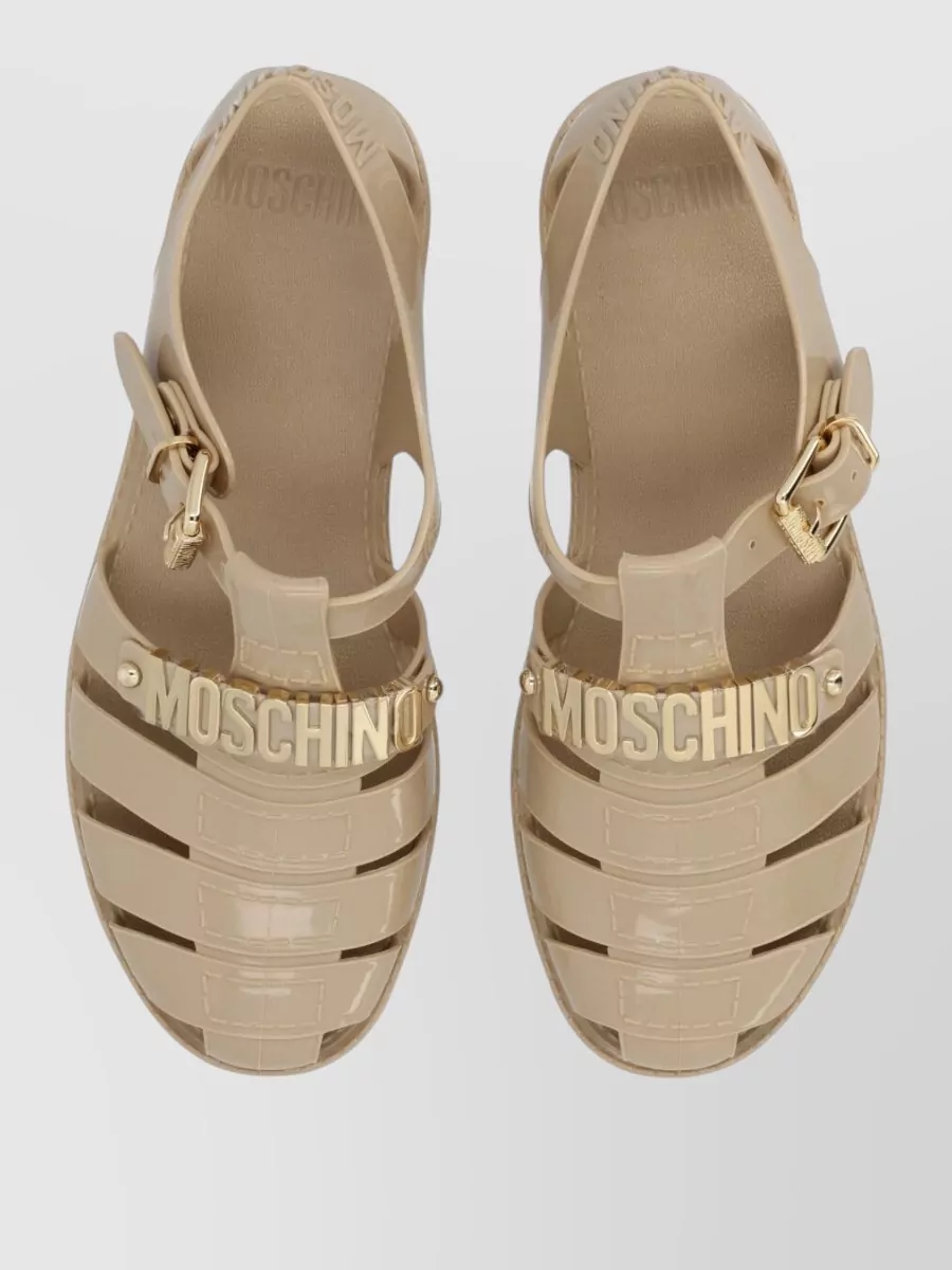 Moschino Logo Appliqué Jelly Sandals