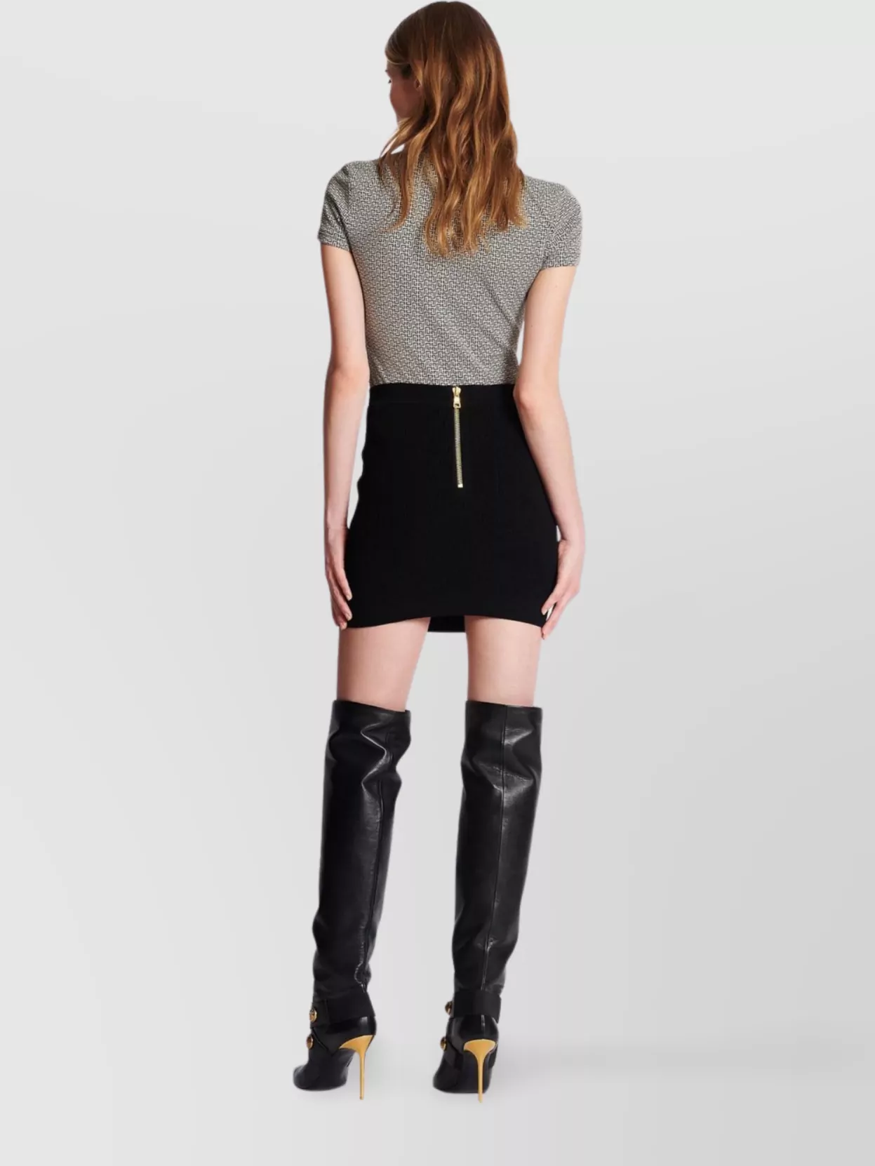 Balmain Knitted Mini Skirt With Embossed Buttons