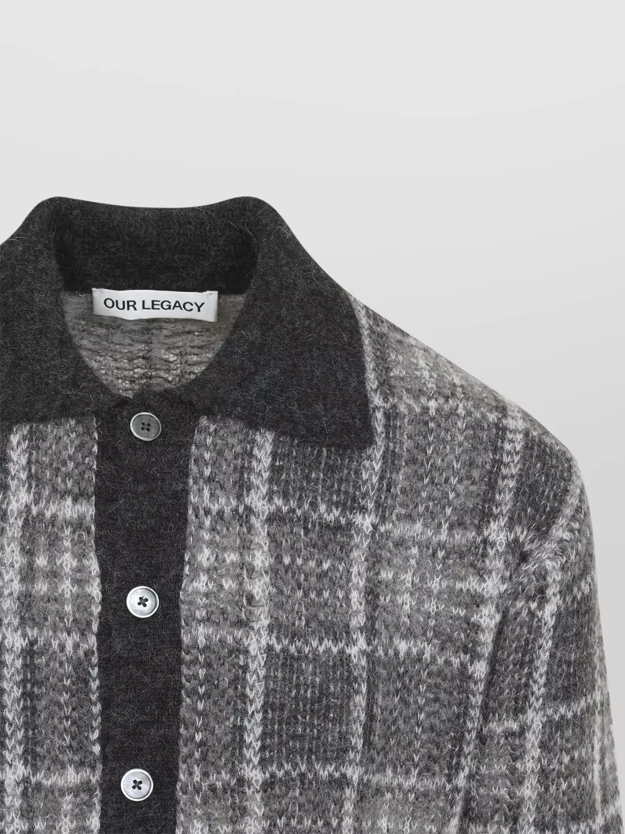 Our Legacy Alpaca Wool Checked Long-Sleeve Polo Shirt