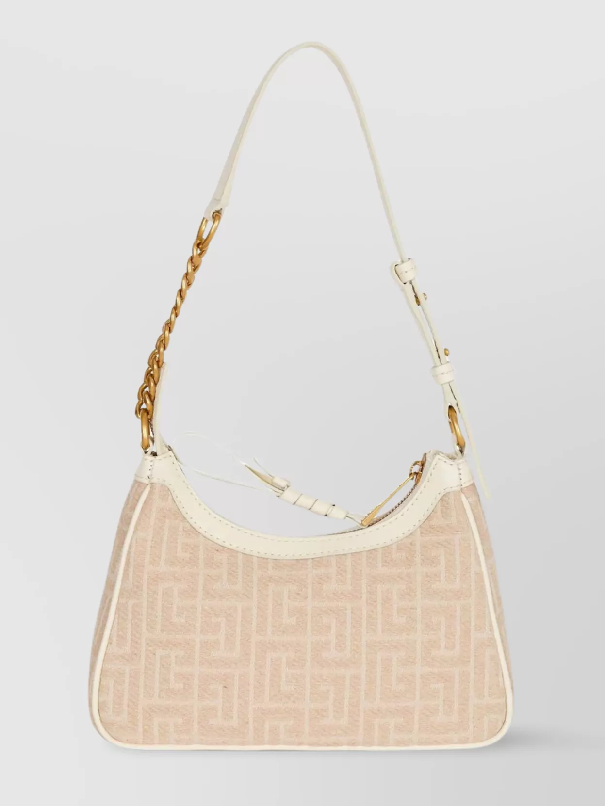 Balmain Monogrammed Jacquard Shoulder Bag With Leather Handle