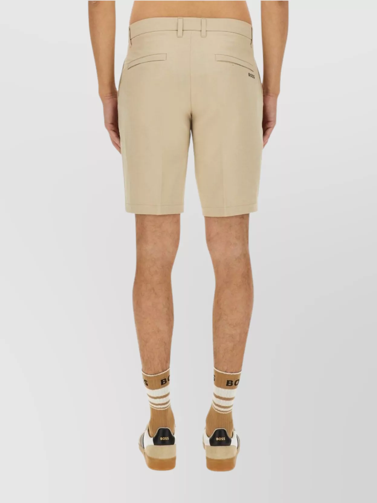 Hugo Boss Fitted Bermuda Shorts With Pockets And Loops In Neutral