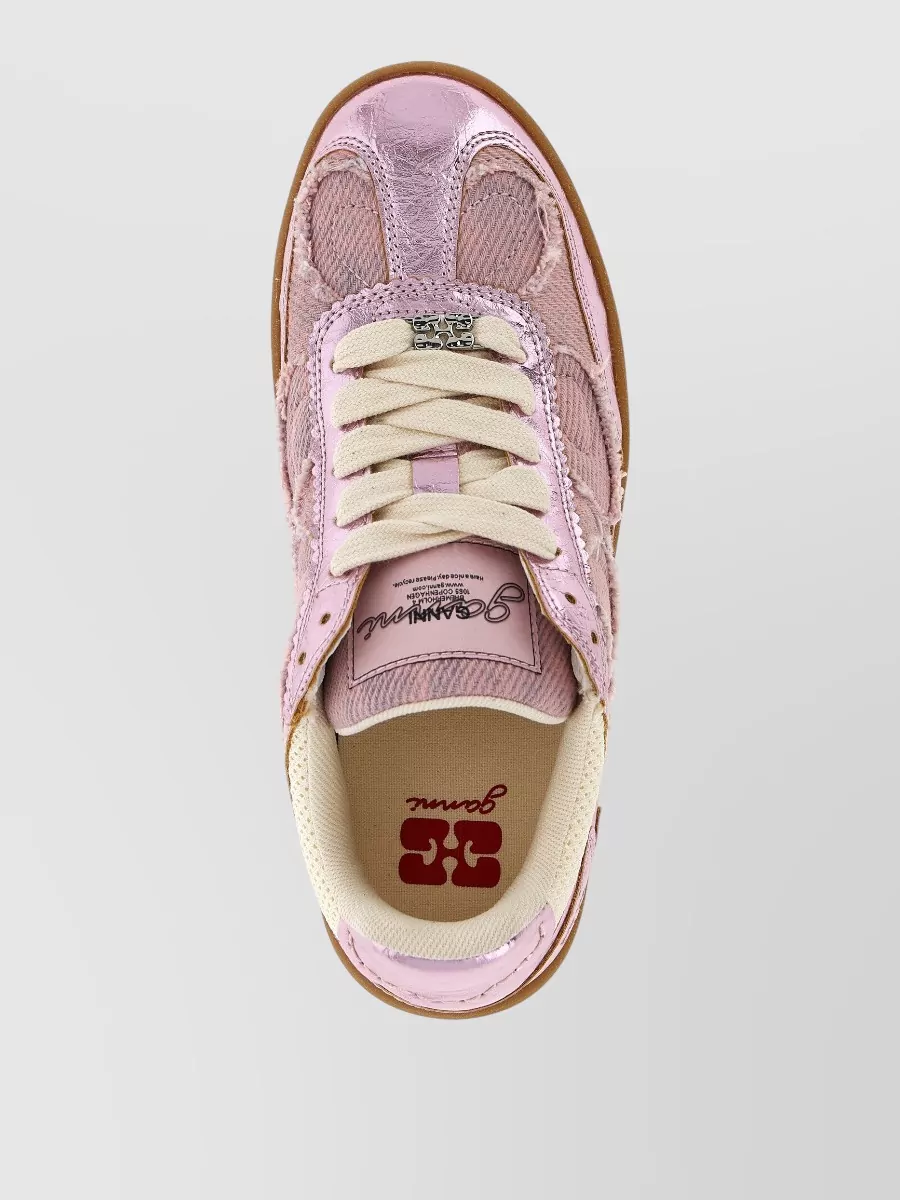 Ganni Panel Sneakers Mesh Metallic Finish Rubber Sole