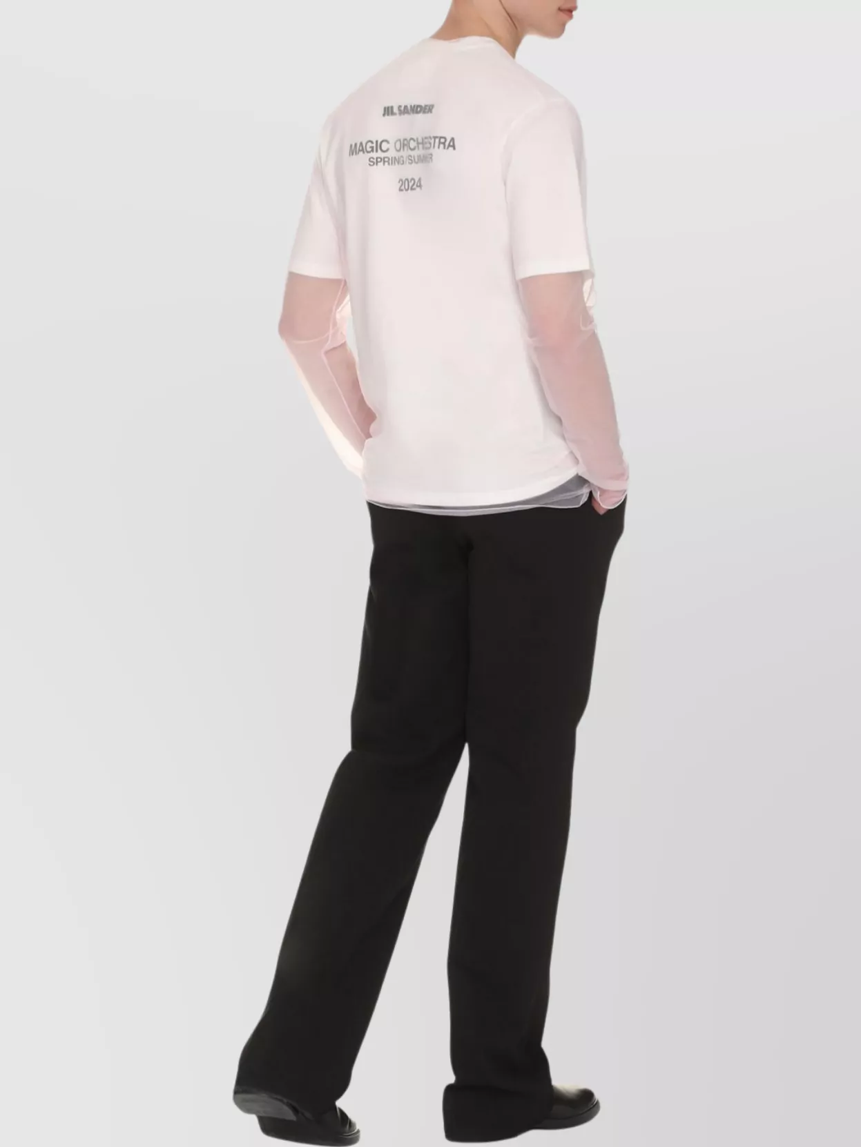 Jil Sander Layered Cotton T-shirt With Sheer Tulle Overlay