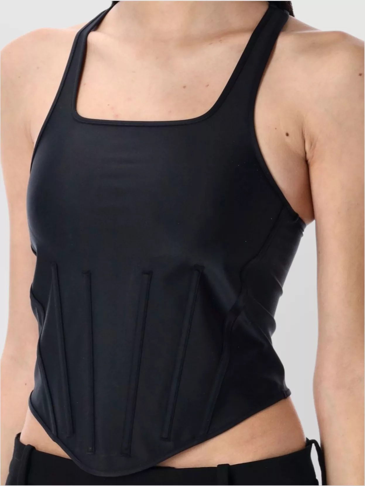 Mugler Fitted Square Neck Sleeveless Racerback Top