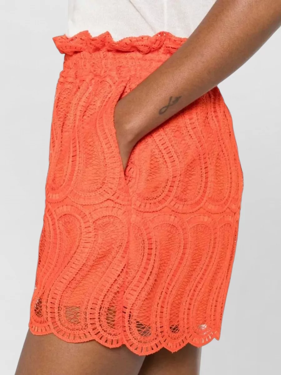 Raquel Diniz Guipure Lace Ruffle Shorts
