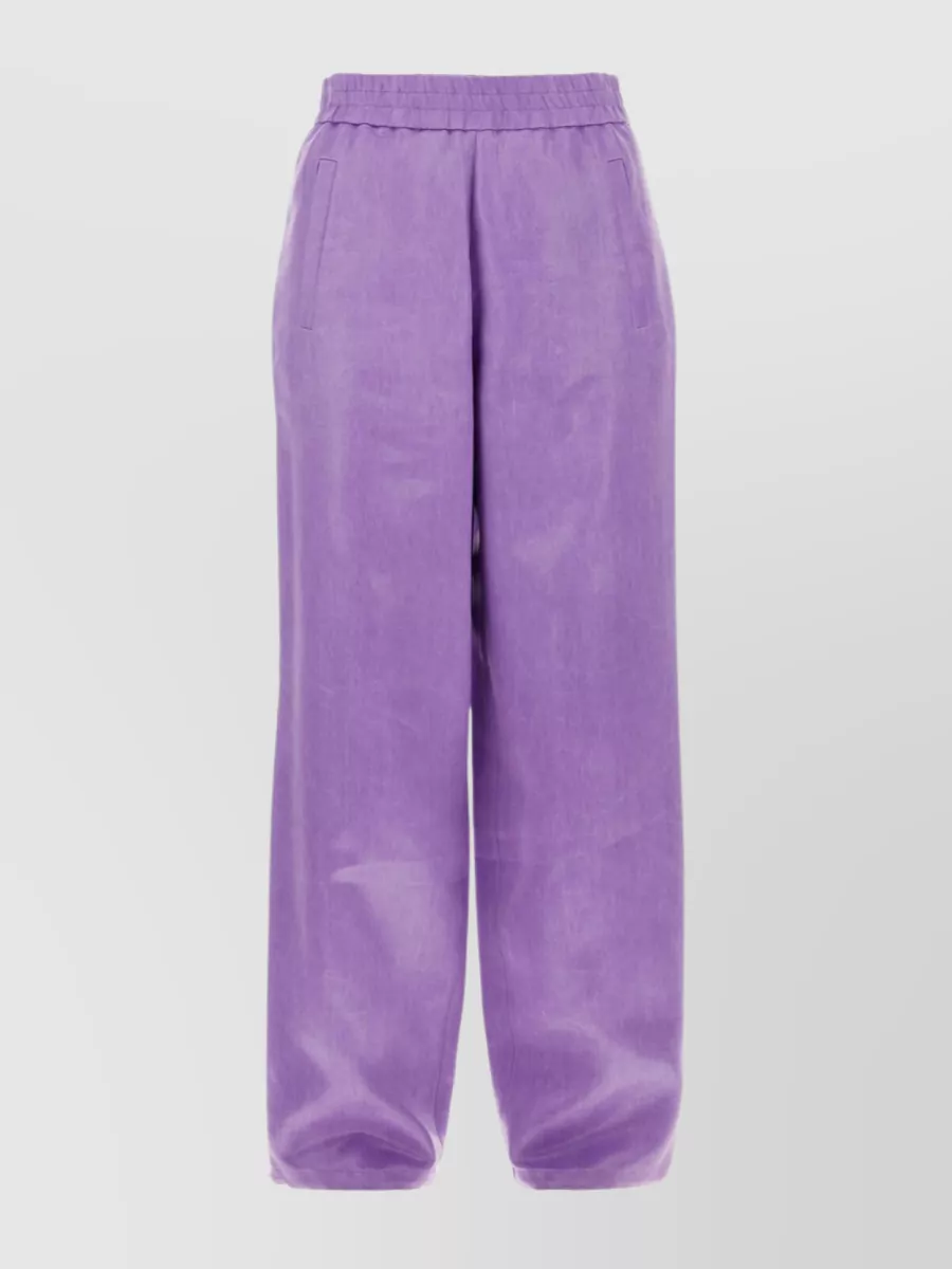 Shop Jw Anderson Viscose And Acetate Trousers With Elastic Waist In Purple