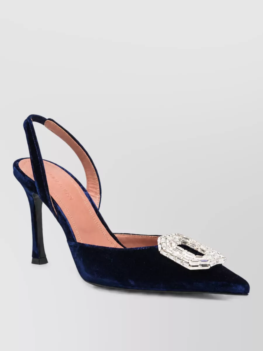 Amina Muaddi velvet crystal embellished slingback pumps