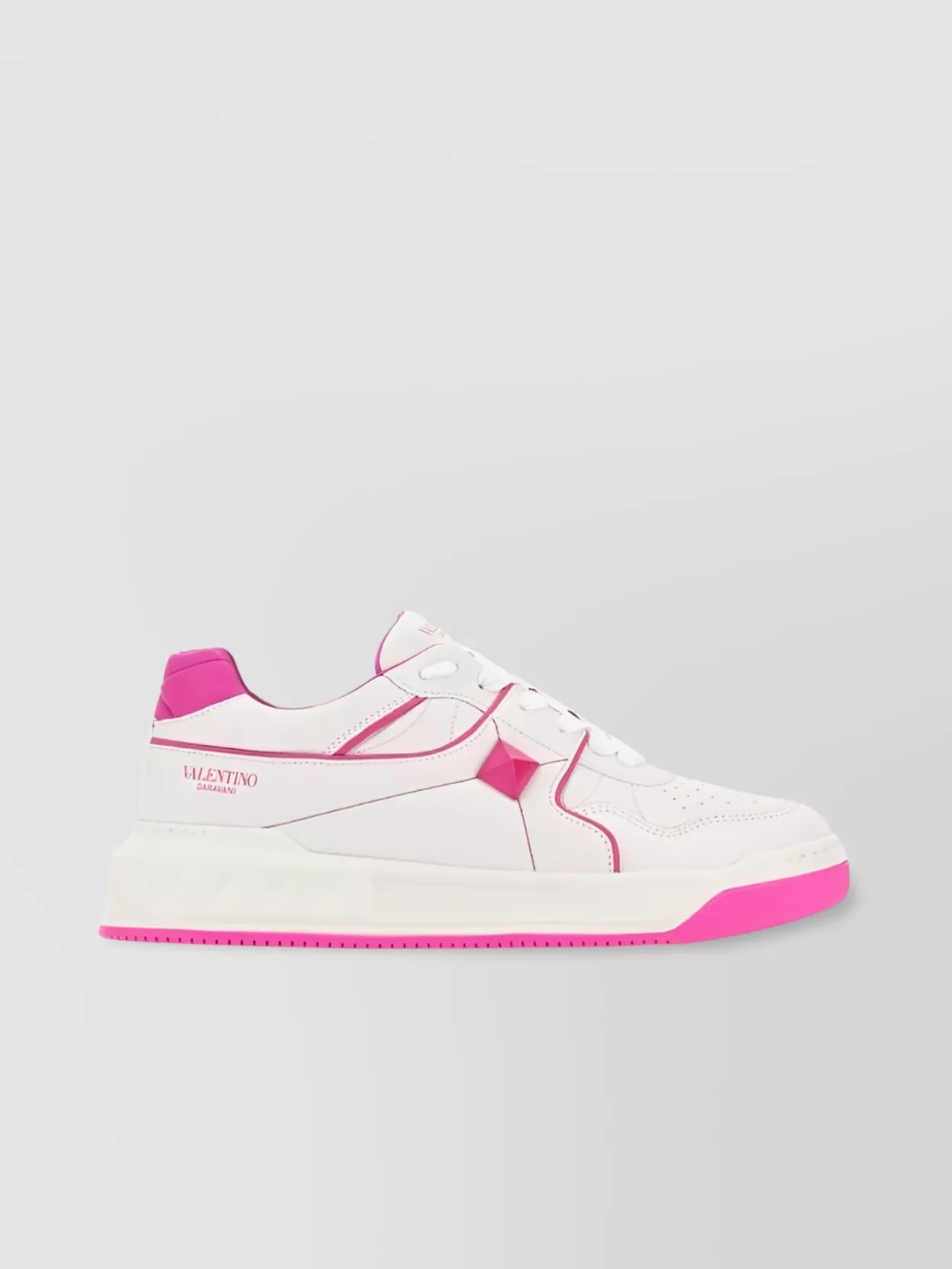 Shop Valentino Perforated Dual-tone Sneakers With Contrast Sole In Pink