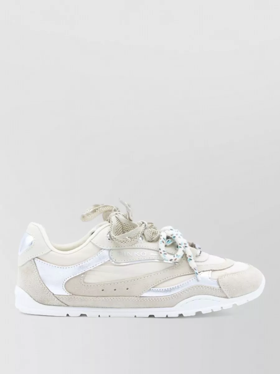 Pinko Leather Panelled Lace-Up Sneakers
