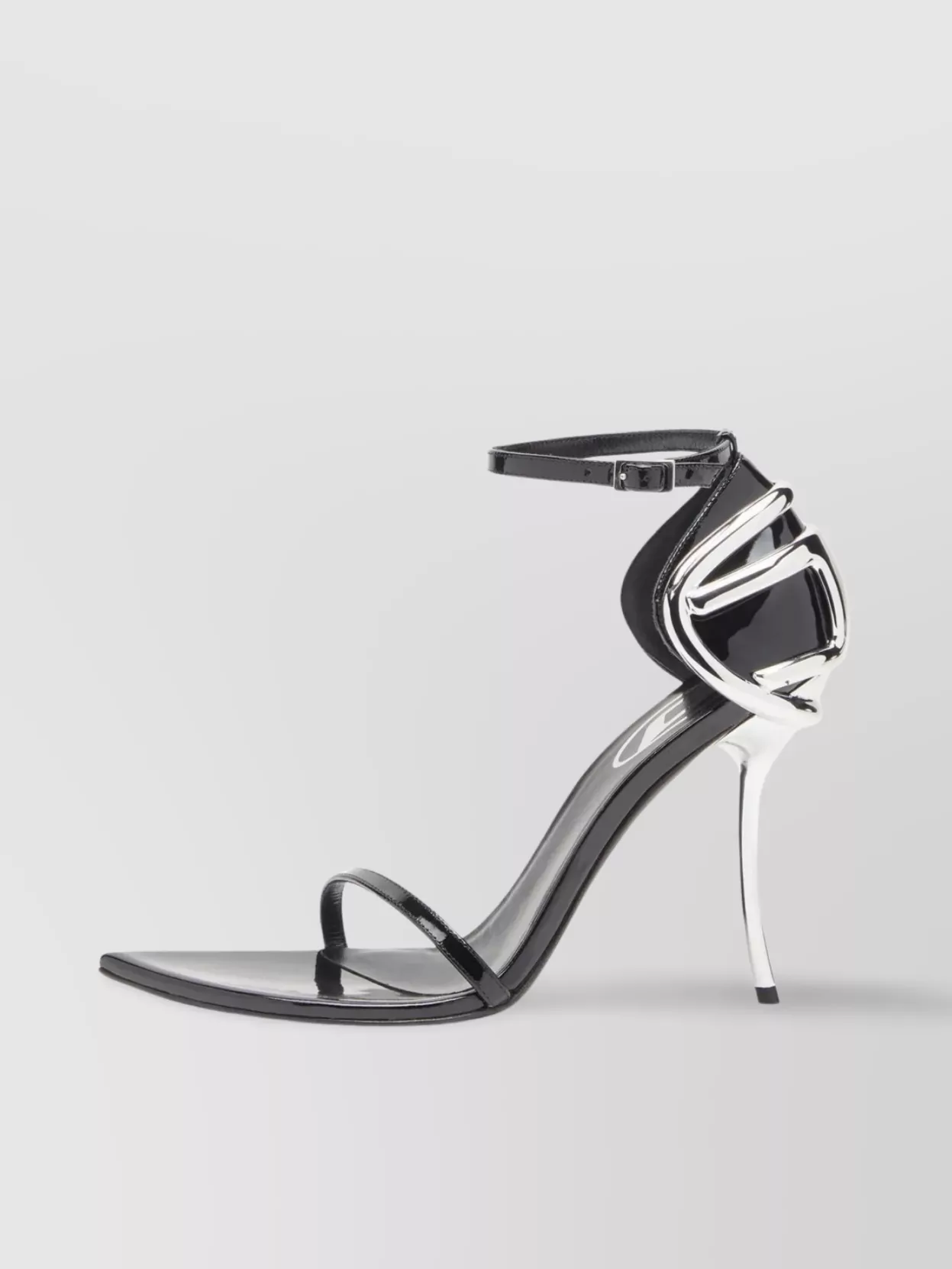 Diesel High Heel Open Toe Sandal With Metallic Detail