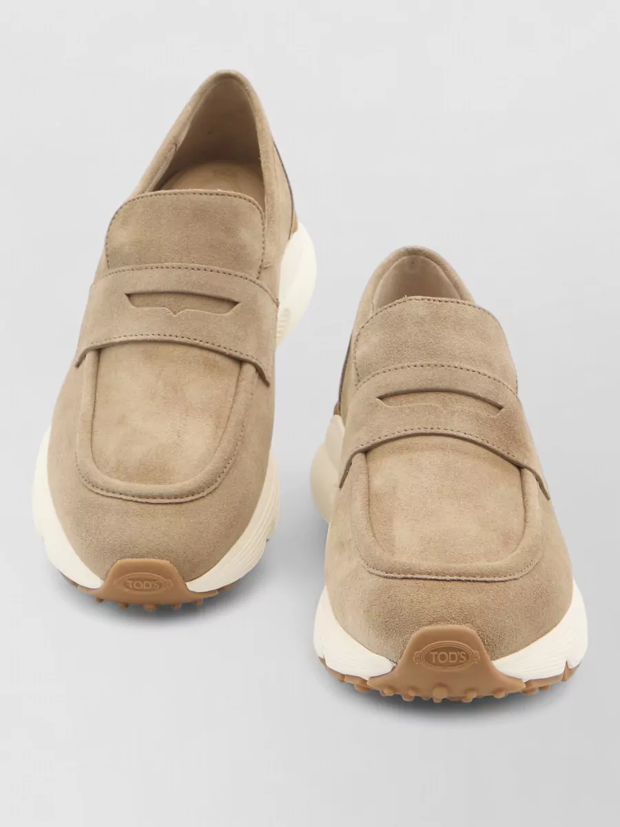 Tod's Sporty Calfskin Loafers Round Toe Sole