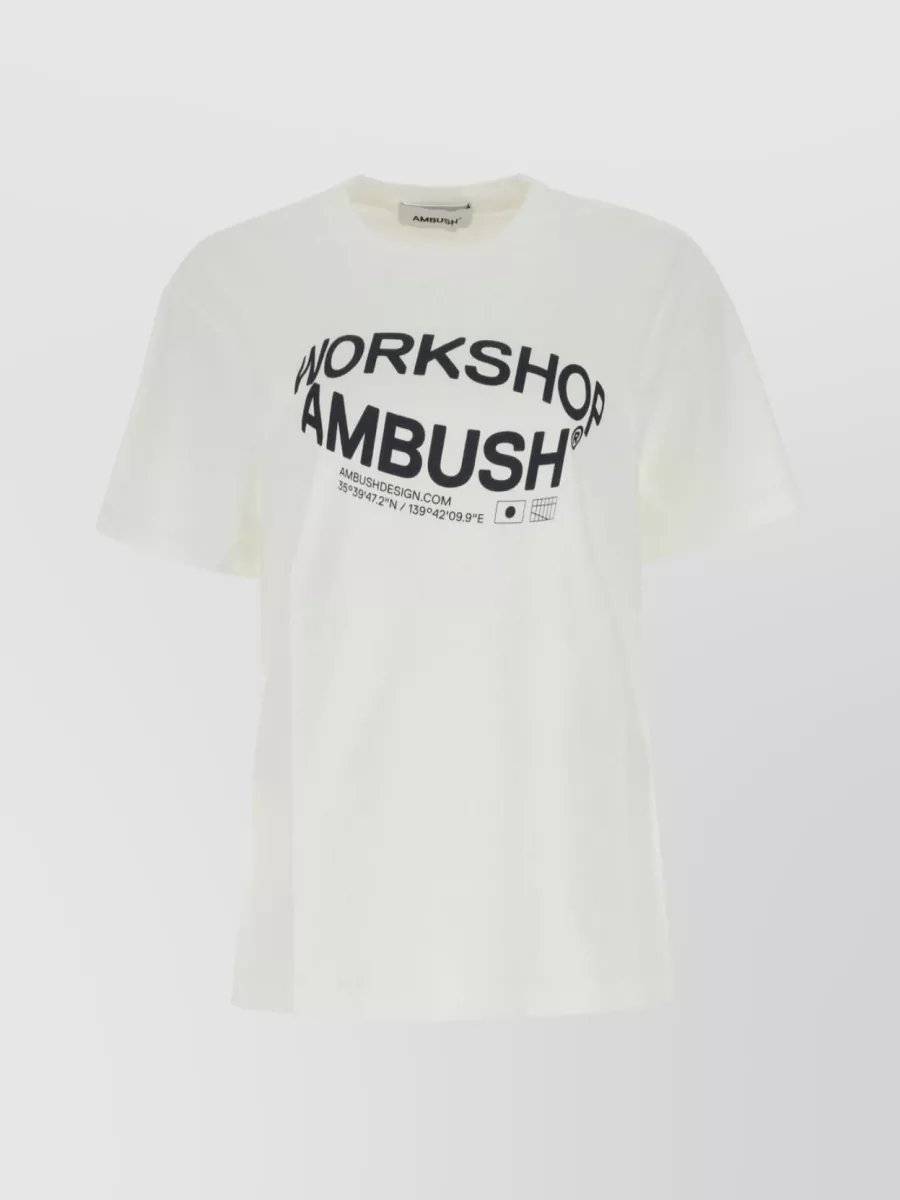 Shop Ambush Revolve Ribbed Crew-neck Cotton T-shirt In Black
