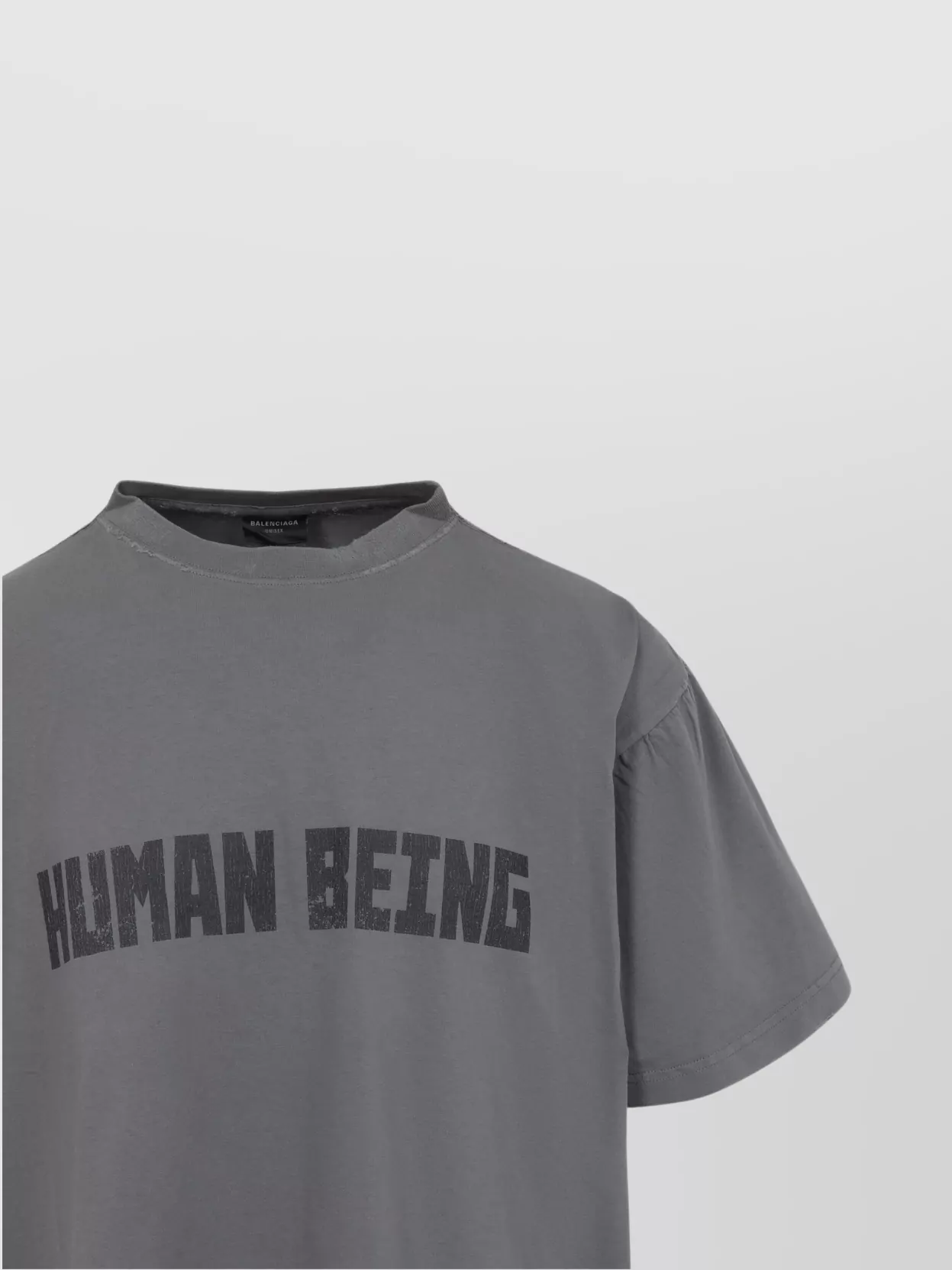 Balenciaga Graphic Text Grey T-shirt With Relaxed Fit