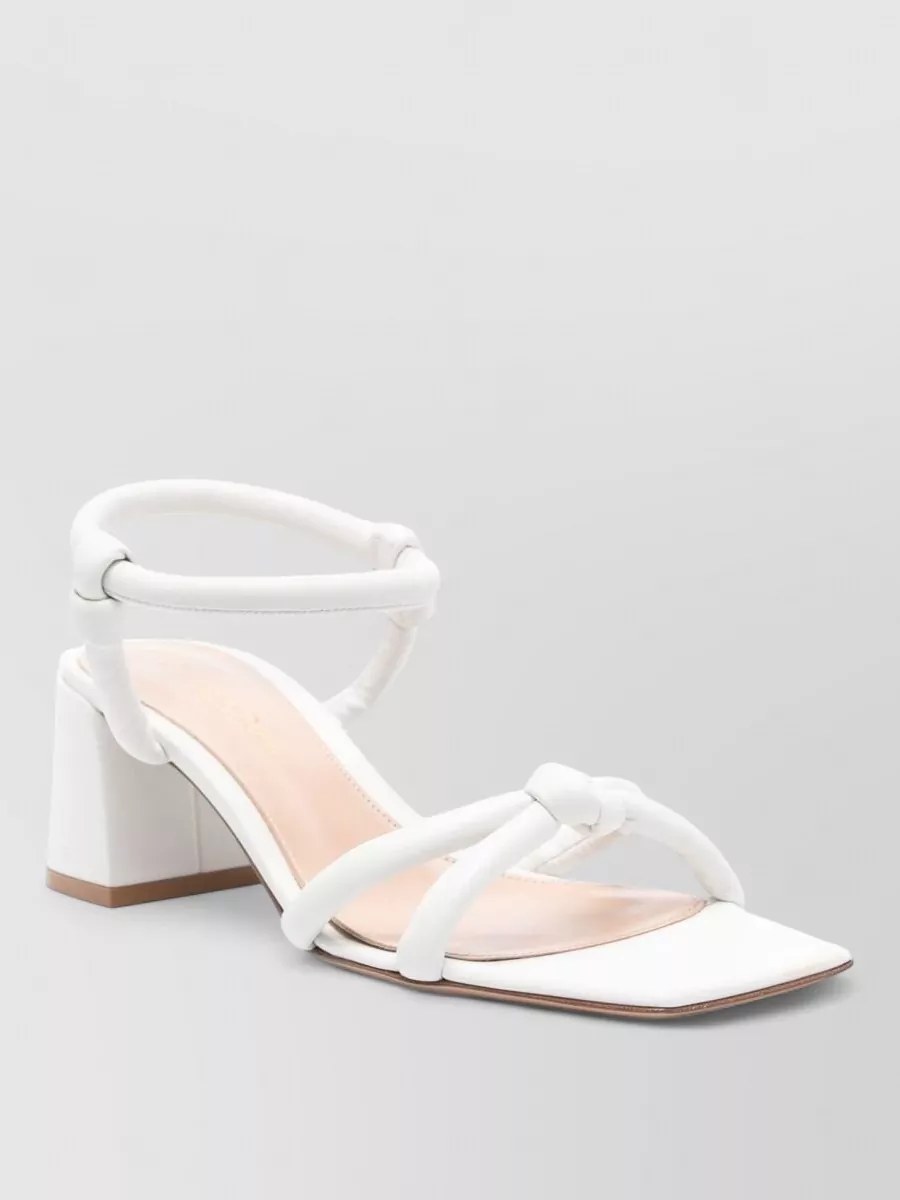Gianvito Rossi Strappy Block Heel Sandals With Knotted Straps In White
