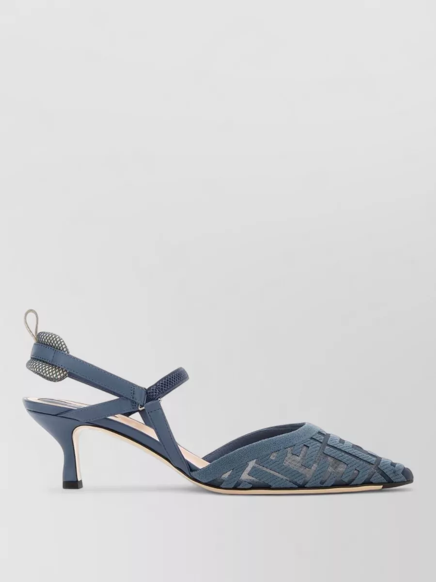 Fendi leather mesh slingback pumps