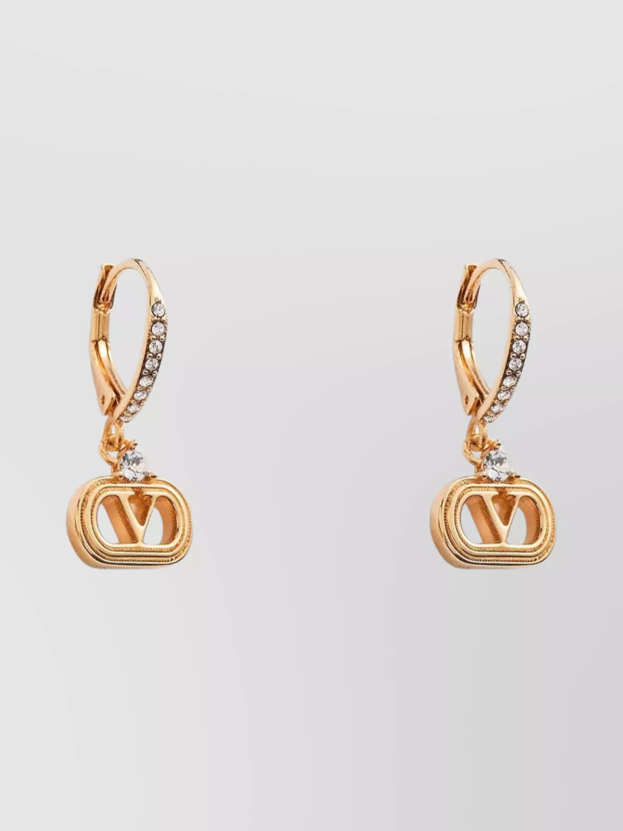 Valentino Garavani Vlogo Cut-Out Charm Hoop Earrings With Swarovski® Crystals
