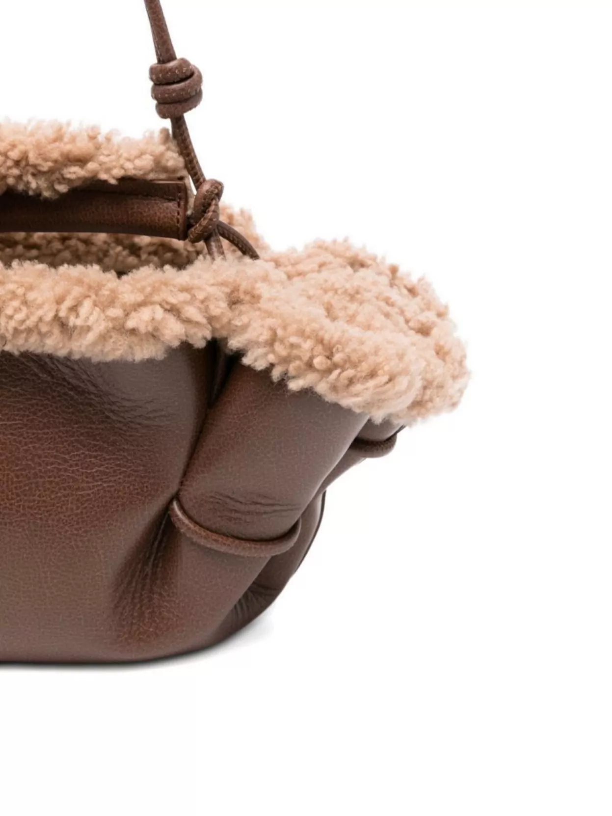 Hereu Mini Leather Handbag Shearling Trim