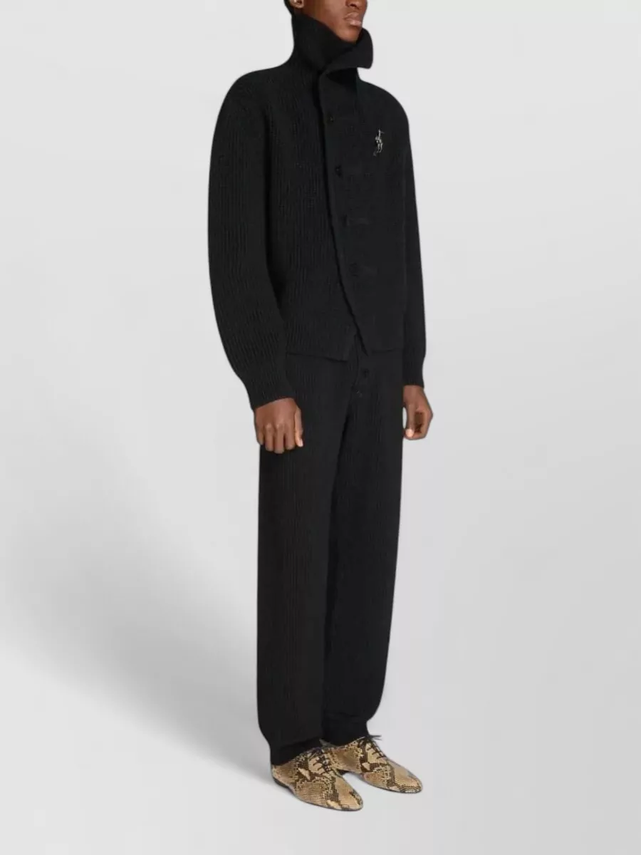 Dries Van Noten Chunky-Knit Wool High-Neck Cardigan