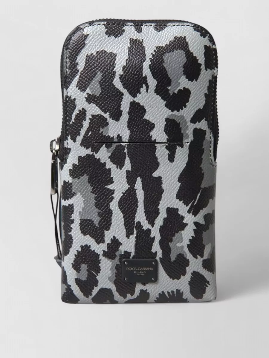 Dolce&Gabbana Leopard-Print Leather Crossbody Phone Bag