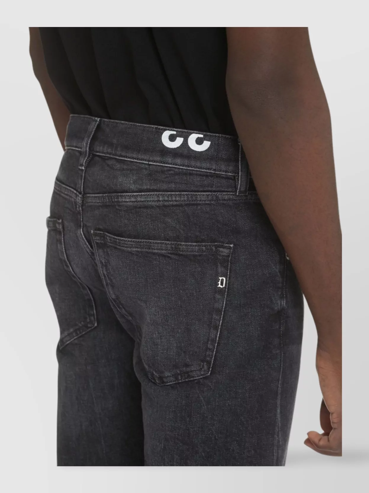 Dondup Stretch Cotton Jeans Roll-up Cuffs In Black