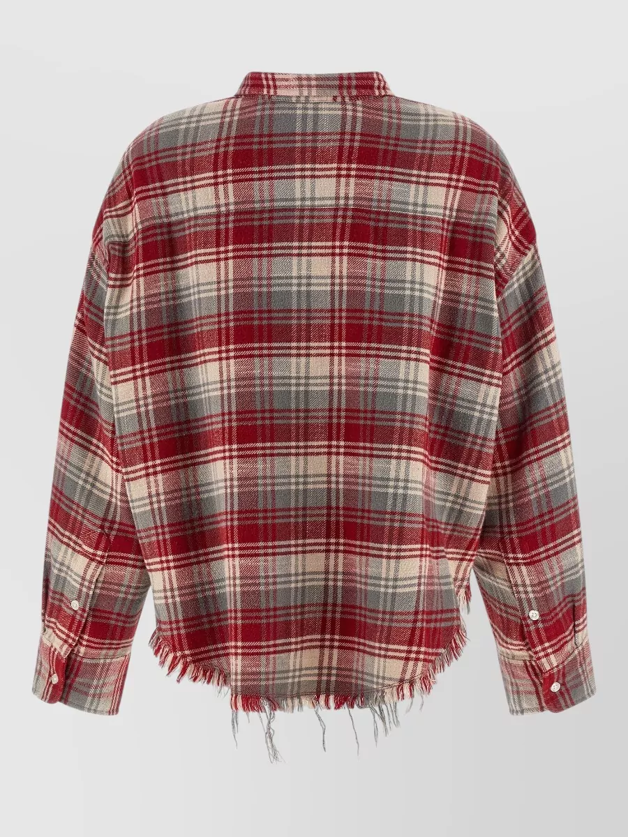 R13 Checked Fringed Cropped Shirt Jacket