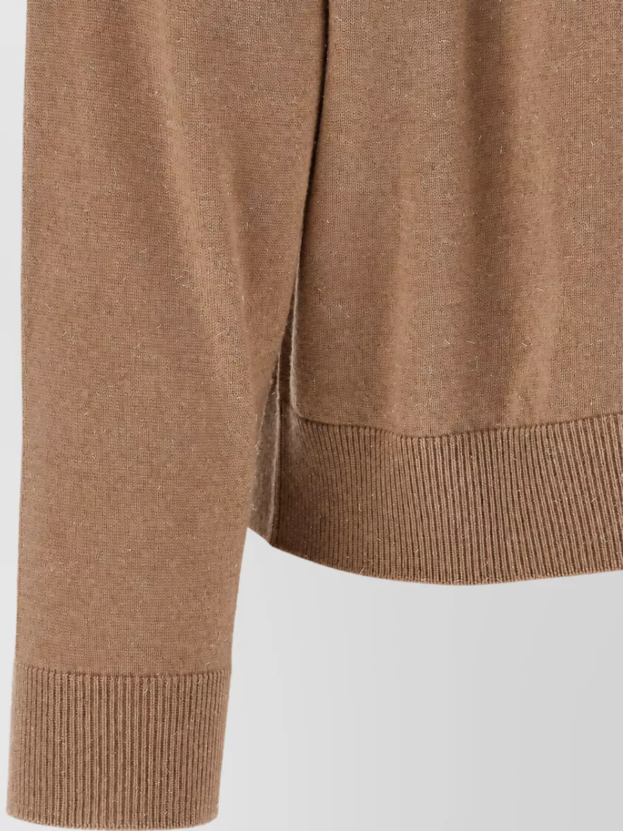 Peserico Wool Lurex Crew-Neck Long-Sleeve Sweater